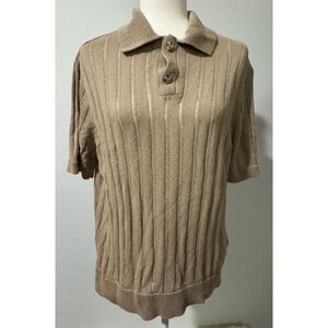 Zara cable knit ribbed polo shirt L